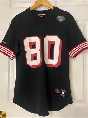Mitchell & Ness Black Jersey #80 with Red and White Trim#14